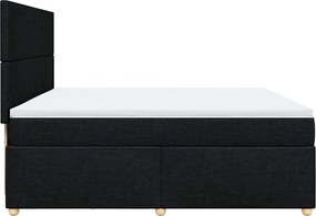 vidaXL Κρεβάτι Boxspring με Στρώμα Μαύρο 200x200 εκ. Υφασμάτινο