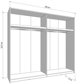 Ντουλάπα Συρόμενη VEYMONT 245 OG με Καθρέπτη Artisan Oak 245x61x218εκ. 245x61x218 εκ.