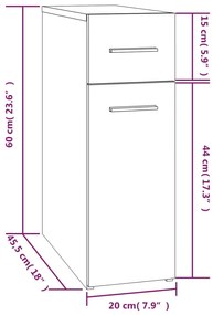 vidaXL Συρταριέρα Γενικής Χρήσης Γκρι Sonoma 20x45,5x60 εκ. Επεξ. Ξύλο