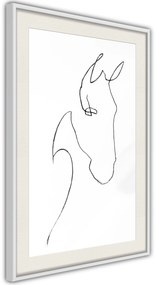 Αφίσα - Sketch of a Horse's Head - 40x60 - Λευκό - Χωρίς πασπαρτού