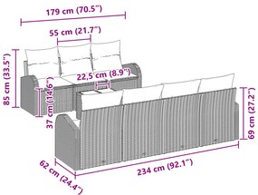 vidaXL Σετ Καθιστικών Κήπου 8 Τεμαχίων με Μαξιλάρια Μαύρο Πολυράτανα