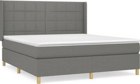 vidaXL Κρεβάτι Boxspring με Στρώμα Σκούρο Γκρι 160x200 εκ Υφασμάτινο