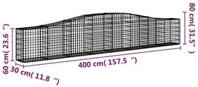 vidaXL Συρματοκιβώτιο Τοξωτό 400x30x60/80εκ. από Γαλβανισμένο Χάλυβα