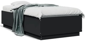 vidaXL Πλαίσιο Κρεβατιού με LED Μαύρο 90x190 εκ. Επεξ. Ξύλο