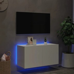 vidaXL Έπιπλο Τοίχου Τηλεόρασης με LED Λευκό 80x35x41 εκ.
