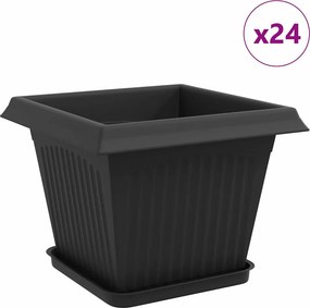 vidaXL Γλάστρες φυτών 24 τμχ. Μαύρο Πλαστικό