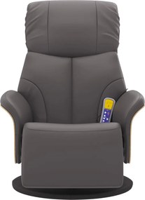 vidaXL Πολυθρόνα Μασάζ Ανακλινόμενη με Υποπόδιο Γκρι από Συνθ. Δέρμα