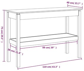 Τραπέζι κονσόλα άσπρο 110x40x75 εκ. από Μασίφ Ξύλο Πεύκου - Λευκό