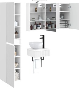 vidaXL Σετ Επίπλων Μπάνιου 5 pcs Λευκό Επεξεργασμένο Ξύλο και Γυαλί