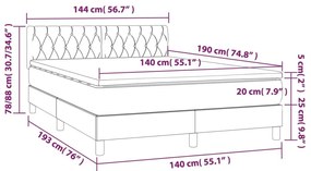 Κρεβάτι Boxspring με Στρώμα &amp; LED Αν.Γκρι 140x190εκ. Υφασμάτινο - Γκρι