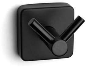 Άγκιστρο Μπάνιου Διπλό Quattro 4202 55 6x6x5,2cm Black Karag Ανοξείδωτο Ατσάλι