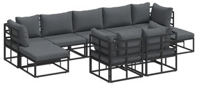 vidaXL Σετ Καναπέ Κήπου 9 pcs Μαύρο 353 x 141.5 x 71 εκ Αλουμίνιο