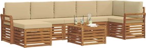 vidaXL Σειρά Καναπέ Εξωτερικού με μαξιλάρι 8 pcs Φυσικό και Μπεζ