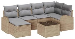 vidaXL Σετ Καναπέ Κήπου 7 pcs Μπεζ, ανοιχτό γκρι Πολυ ράταν