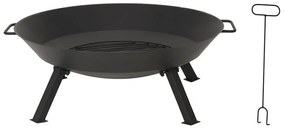 Εστία φωτιάς εξωτερικού χώρου με πόδια στήριξης και λαβές, 76x30cm, Μαύρο