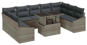 vidaXL Σετ Καναπέ με μαξιλάρι 10 pcs Γκρι συνθετικό ρατάν