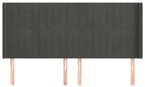 vidaXL Κεφαλάρι με Πτερύγια Σκούρο Γκρι 183x16x118/128 εκ. Βελούδινο
