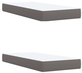 vidaXL Κρεβάτι Boxspring με Στρώμα Γκρι 200x200 εκ. Συνθετικό Δέρμα