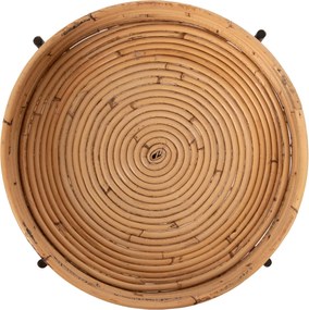 Τραπεζάκι βοηθητικό Fly rattan φυσικό-μεταλλική βάση μαύρη Φ32x48εκ
