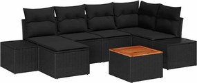 vidaXL Σετ Καναπέ Κήπου 7 pcs Μαύρο