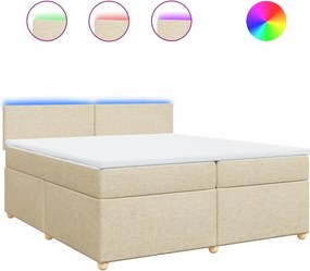 vidaXL Κρεβάτι Boxspring με Στρώμα Κρεμ 200x200 εκ. Υφασμάτινο