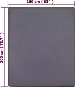vidaXL Σεντόνια Με Λάστιχο 2 τεμ. Ανθρακί 160x200 εκ. Βαμβακερό Ζέρσεϊ