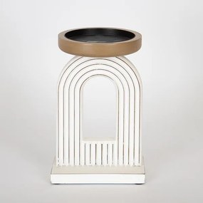 Κηροπήγιο Ξύλινο-Μεταλλικό Λευκό 14x12,5x22εκ. ESTHETI 752-23013