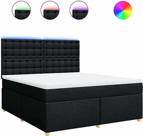 vidaXL Κρεβάτι Boxspring με Στρώμα Μαύρο 180x200 εκ. Υφασμάτινο