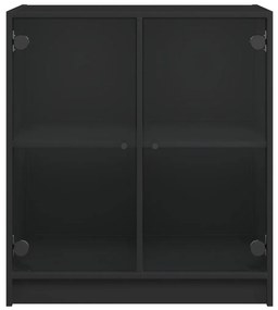 vidaXL Βοηθητικό Ντουλάπι Μαύρο 68x37x75,5 εκ. με Γυάλινες Πόρτες