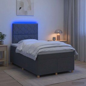 vidaXL Κρεβάτι box spring με στρώμα Σκούρο Γκρι 120 x 190 cm Ύφασμα