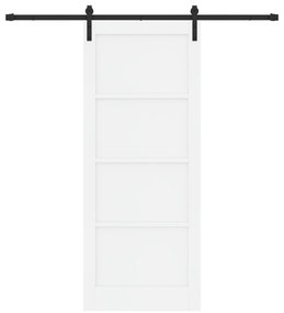 vidaXL Συρόμενη Πόρτα με Σετ Υλικών Λευκή 86x211 cm Συμπαγές Ξύλο Πεύκου