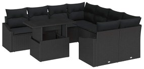 vidaXL Σετ Καναπέ Κήπου με αποθήκευση 9 pcs Μαύρο Πολυ ράταν