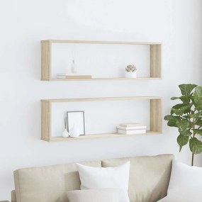 vidaXL Ράφια Κύβοι Τοίχου 2 τεμ. Sonoma Δρυς 100x15x30 εκ. Επεξ. Ξύλο