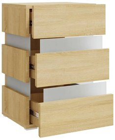 vidaXL Κομοδίνο με LED Sonoma Δρυς 45x35x67 εκ. από Επεξεργασμένο Ξύλο