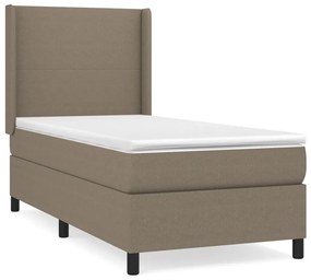 Κρεβάτι Boxspring με Στρώμα Taupe 90x190 εκ.Υφασμάτινο - Μπεζ-Γκρι