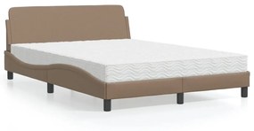 vidaXL Κρεβάτι με Στρώμα Καπουτσίνο 120x200 εκ. από Συνθετικό Δέρμα