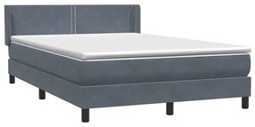 vidaXL Κρεβάτι Boxspring με Στρώμα Σκούρο Γκρι 160x210 εκ. Βελούδινο