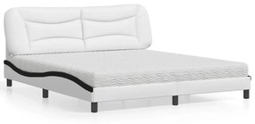 Κρεβάτι με Στρώμα Μαύρο/Λευκό 180x200 εκ. από Συνθετικό Δέρμα - Μαύρο