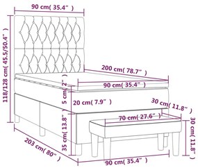 ΚΡΕΒΑΤΙ BOXSPRING ΜΕ ΣΤΡΩΜΑ ΑΝΟΙΧΤΟ ΓΚΡΙ 90X200 ΕΚ. ΥΦΑΣΜΑΤΙΝΟ 3136805