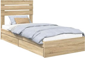 vidaXL Κρεβάτι Αποθήκης Δρύς Sonoma 75 x 190 cm Επεξεργασμένο ξύλο