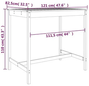 Τραπέζι Κήπου 121x82,5x110 εκ. από Μασίφ Ξύλο Ψευδοτσούγκας - Καφέ