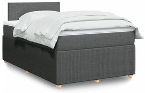 vidaXL Κρεβάτι Boxspring με Στρώμα Σκούρο Γκρι 120x190 εκ Υφασμάτινο