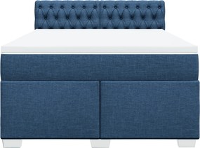 vidaXL Κρεβάτι Boxspring με Στρώμα Μπλε 160x200 εκ. Υφασμάτινο