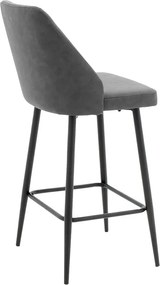 Σκαμπό μπαρ Inflame pakoworld PU ανθρακί-μέταλλο μαύρο