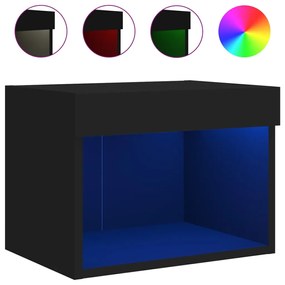 vidaXL Κομοδίνα Επιτοίχια με Φώτα LED 2 Τεμ. Μαύρα