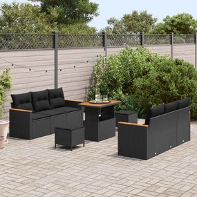 vidaXL Σετ Καναπέ Κήπου 9 pcs Μαύρο συνθετικό ρατάν