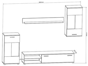 ΣΥΝΘΕΤΟ ΣΑΛΟΝΙΟΥ COOL PAKOWORLD ΧΡΩΜΑ SONOMA 263X40X190ΕΚ