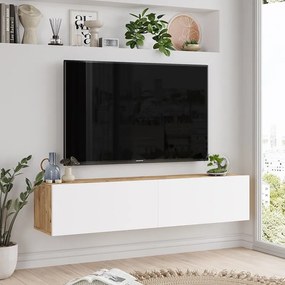 Έπιπλο τηλεόρασης επιτοίχιο Serit λευκό-sonoma 140x31x29εκ