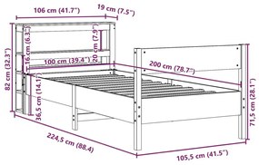 Σκελετός Κρεβ. Χωρίς Στρώμα Καφέ Κεριού 100x200 εκ Μασίφ Πεύκο - Καφέ