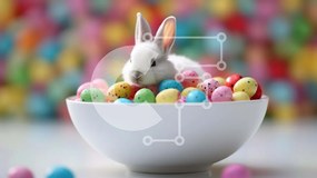 Intra Συλλεκτικό Ξύλινο Παζλ Plywood  4mm - Λευκό λαγουδάκι και πολύχρωμα Πασχαλινά αυγά Σε Ξύλινο Κουτί - Διαστάσεις: 10x10 cm – 25 κομμάτια